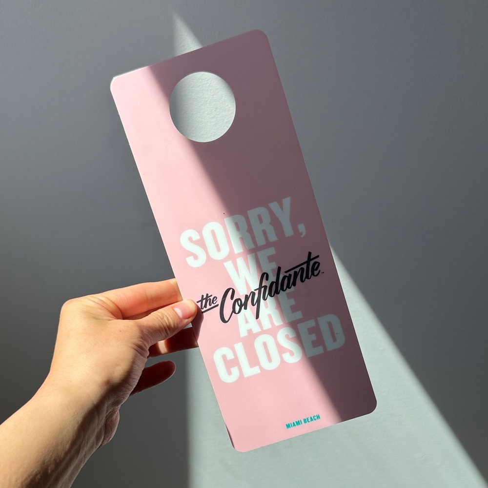 Hotel Retro Pink "Sorry, We Are Closed" Door Hanger Miami Beach Home Decor